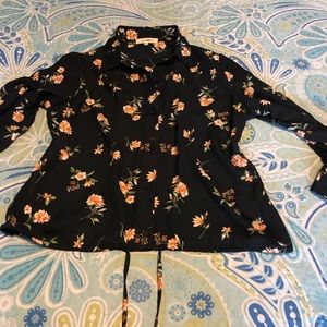 Black floral dress shirt